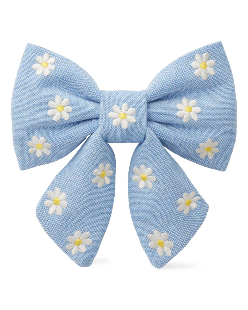 Daisy Embroidered Lady Dog Bow