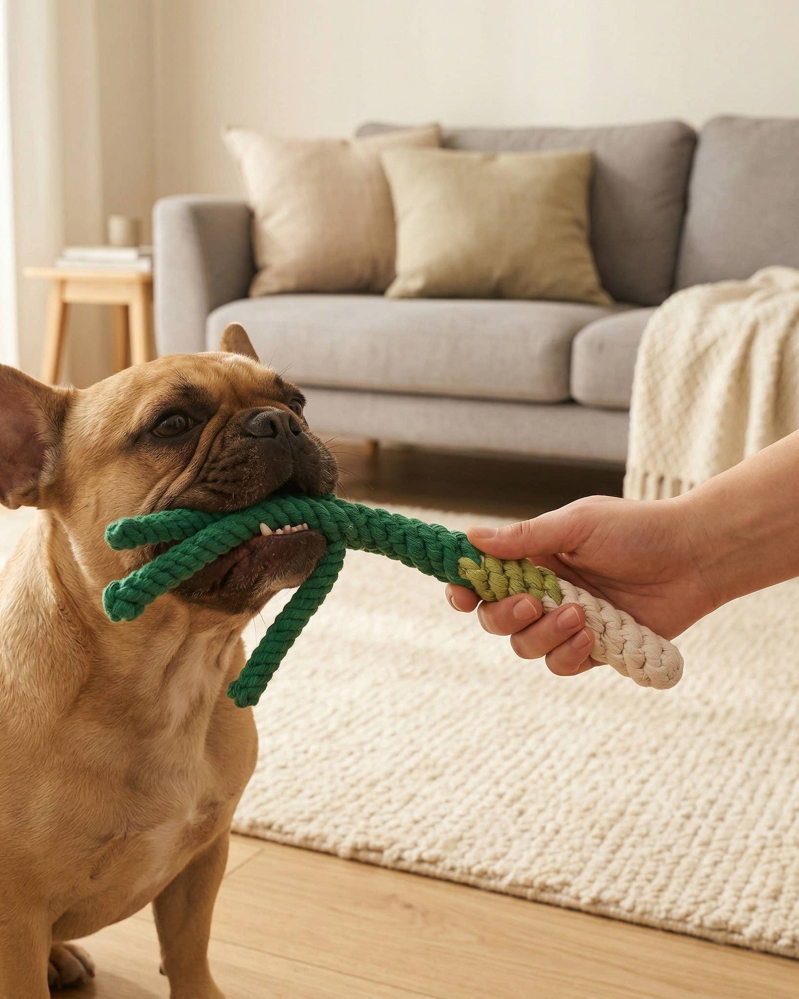 Handmade Green Onion Rope Dog Toy
