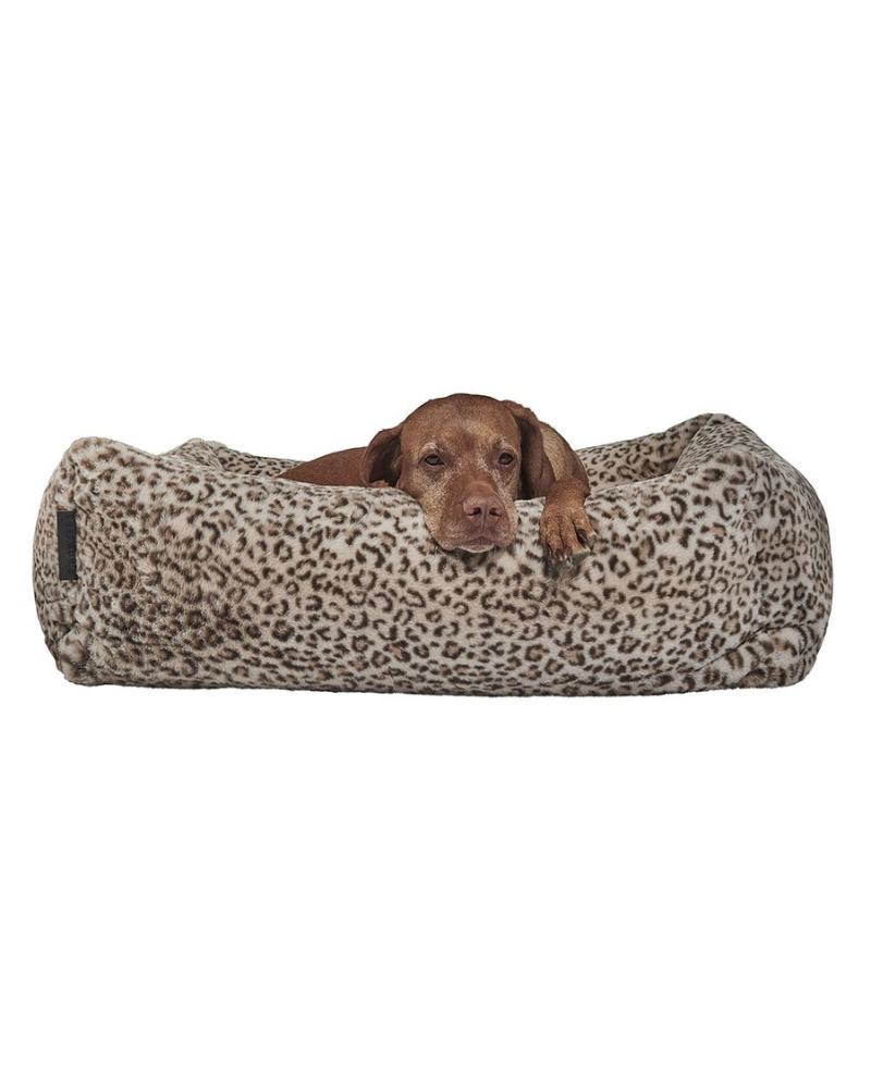 Leopard print dog bed