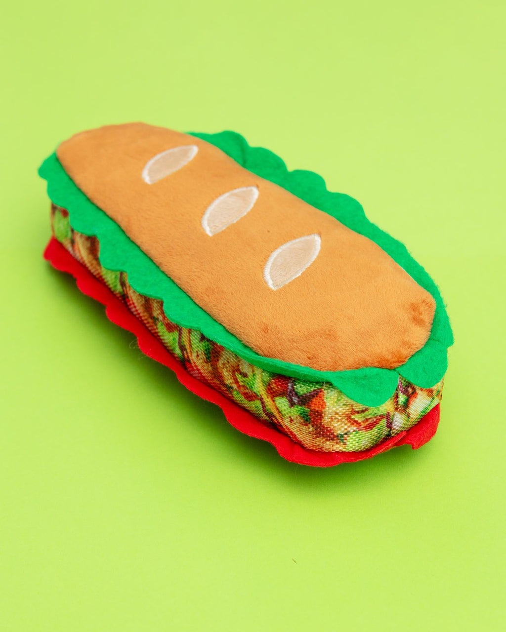 Plush sandwich dog toy