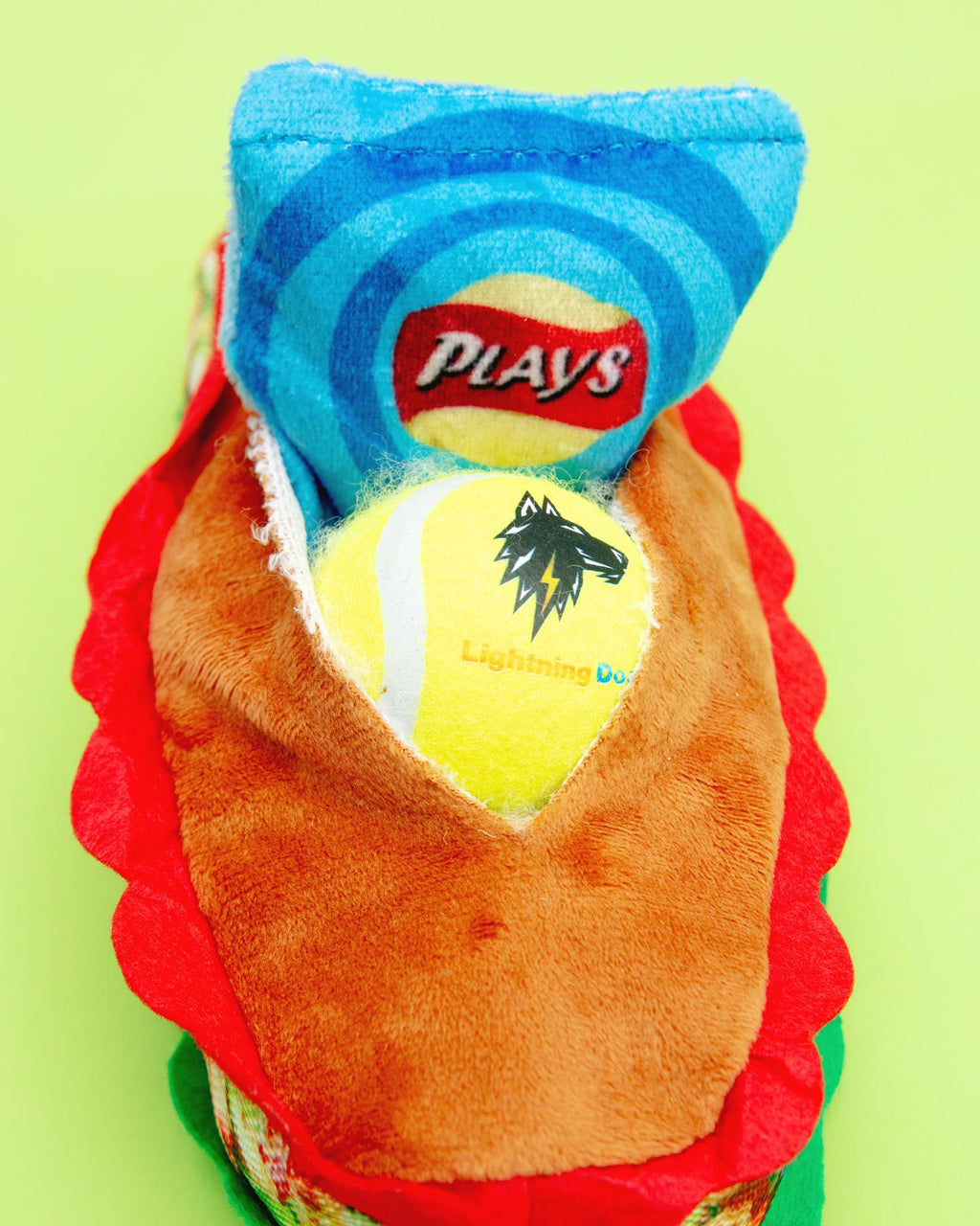 Plush sandwich dog toy